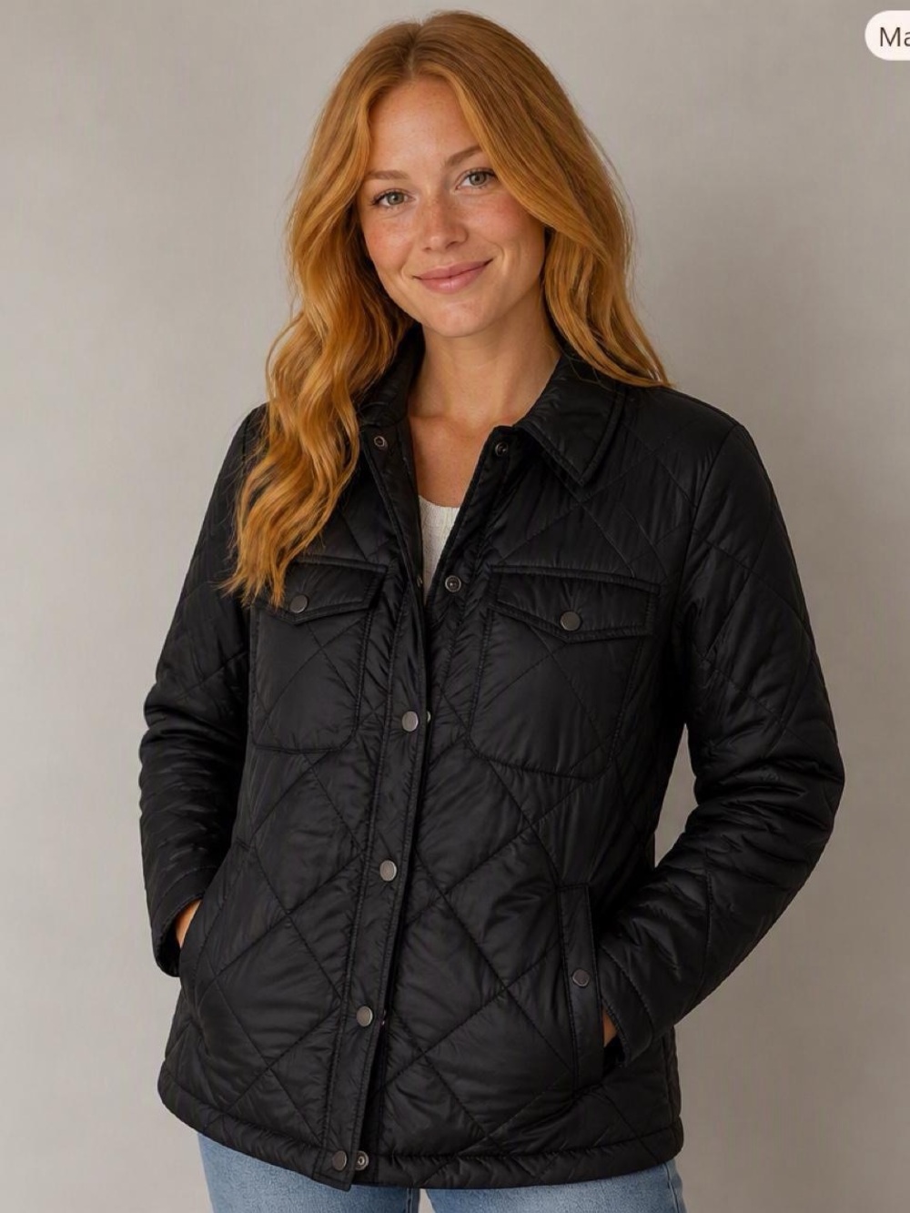 NEW 32 Degrees Heat Quilted Lightweight Snap Jacket Black Size M